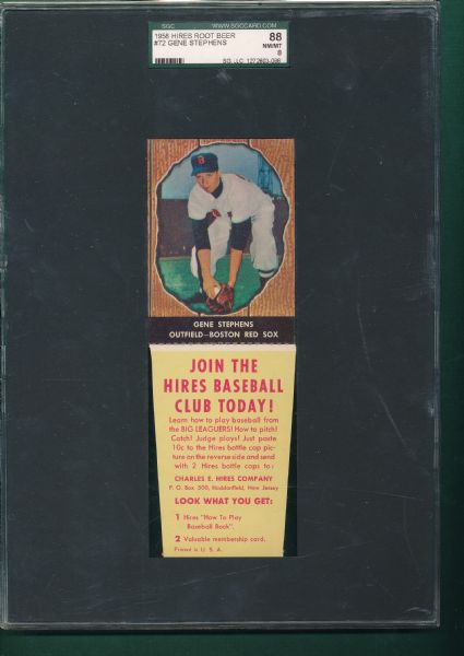 1958 Hires Root Beer #72 Gene Stephens W/Tab SGC 88