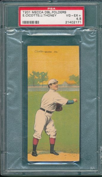 1911 T201 Cicotte/Thoney Mecca Cigarettes PSA 4.5