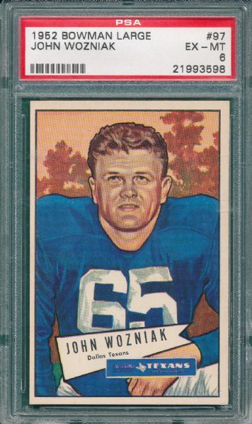 1952 Bowman FB, Large, #97 Wozniak, PSA 6