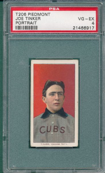 1909-1911 T206 Tinker, Portrait, Piedmont Cigarettes PSA 4