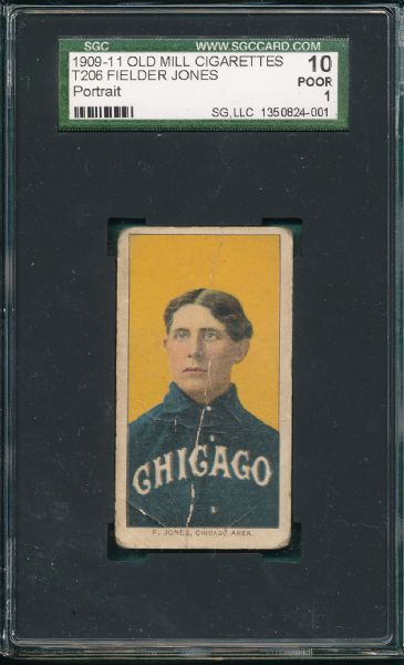 1909-1911 T206 Jones, Portrait, Old Mill Cigarettes SGC 10 *Very Low Pop*