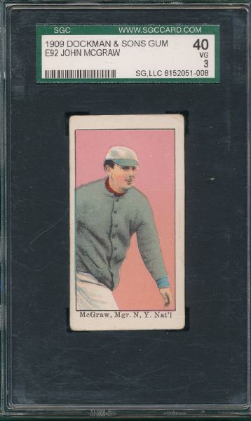 1909 E92 McGraw Dockman & Sons Gum SGC 40