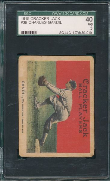 1915 Cracker Jack #39 Chick Gandil SGC 40