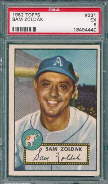 1952 Topps #231 Sam Zoldak PSA 5