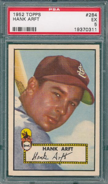 1952 Topps #284 Hank Arft PSA 5