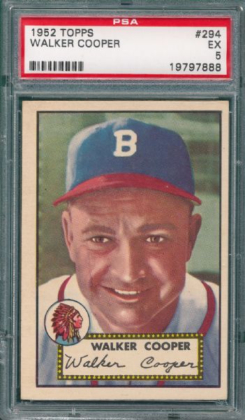 1952 Topps #294 Walker Cooper PSA 5