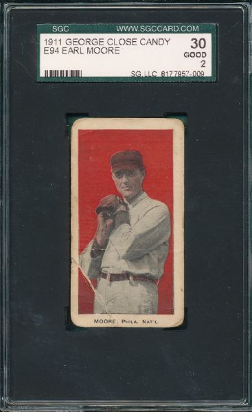 1911 E94 Earl Moore, George Close Candy SGC 30 *Red*