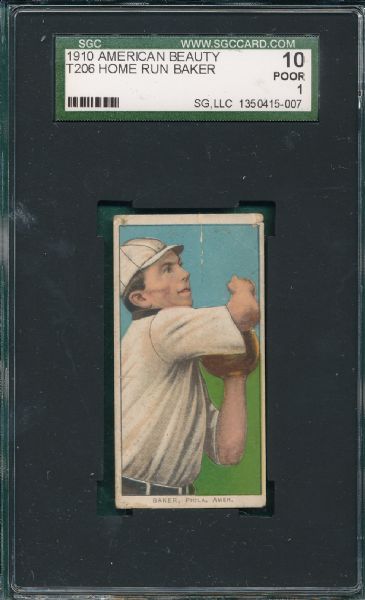 1909-1911 T206 Baker American Beauty 350 NF Cigarettes SGC 10