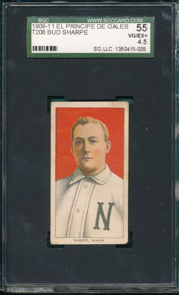 1909-1911 T206 Sharpe, El Principe De Gales Cigarettes SGC 55