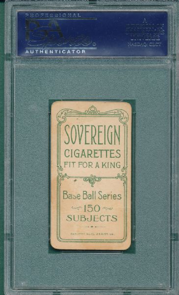 1909-1911 T206 Mullin, Throwing, Sovereign 150 Cigarettes PSA 2