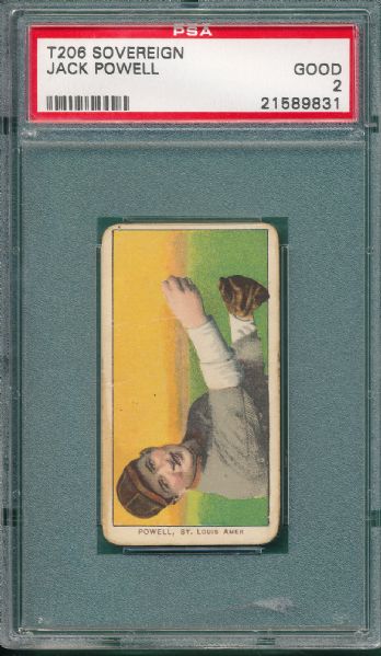 1909-1911 T206 Powell, Sovereign 150 Cigarettes PSA 2