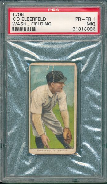 1909-1911 T206 Elberfeld, Fielding, American Beauty 350 NF Cigarettes PSA 1 (MK)