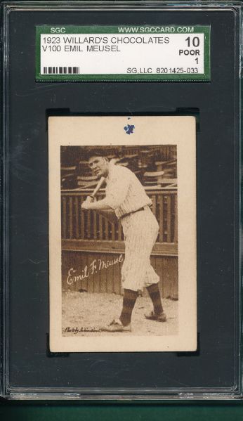 1923 V100 Emil Meusel, Willards Choclates SGC 10 *Presents Better*