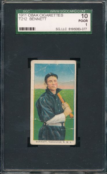 1911 T212-3 Bennett Obak Cigarettes SGC 10