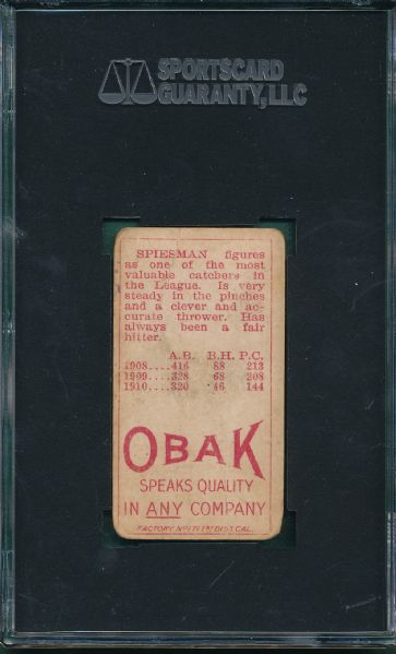 1911 T212-3 Spiesman Obak Cigarettes SGC 20