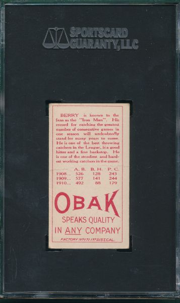 1911 T212-3 Berry Obak Cigarettes SGC 20