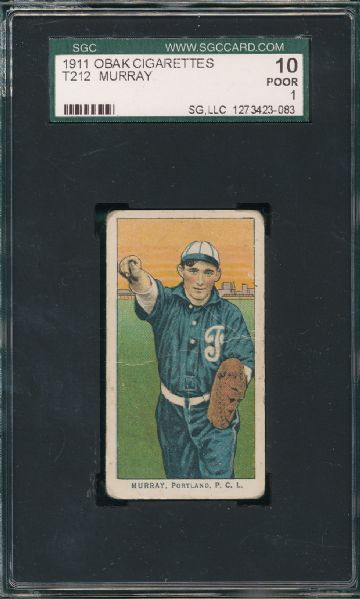 1911 T212-3 Murray Obak Cigarettes SGC 10