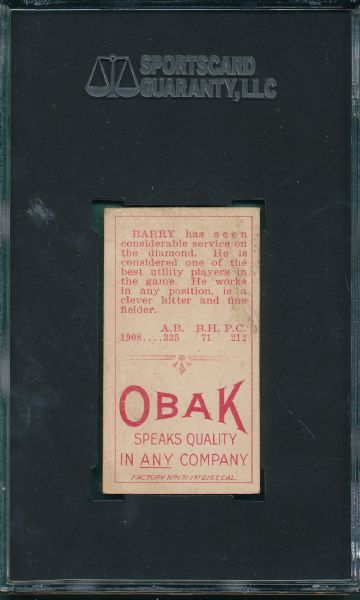 1911 T212-3 Barry Obak Cigarettes SGC 30