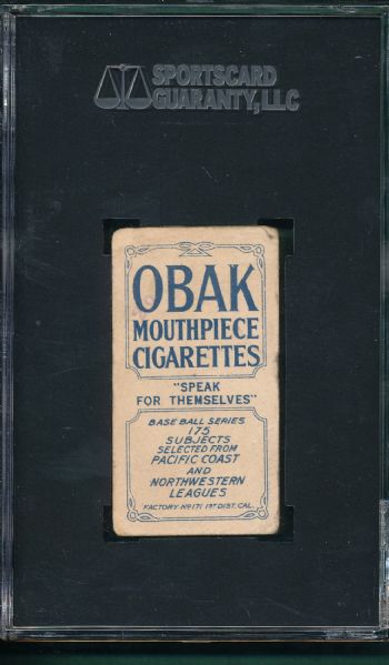 1910 T212-2 Orendorff Obak Cigarettes SGC 20