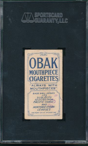 1910 T212-2 Schmutz Obak Cigarettes SGC 30