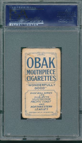 1910 T212-2 Cooney Obak Cigarettes PSA 2