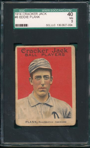 1914 Cracker Jack #6 Eddie Plank SGC 40
