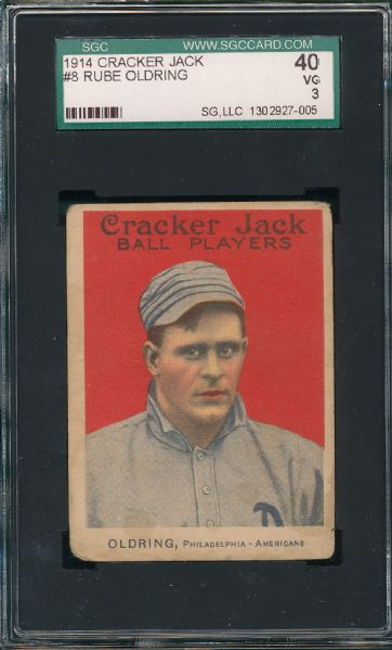 1914 Cracker Jack #8 Rube Oldring SGC 40