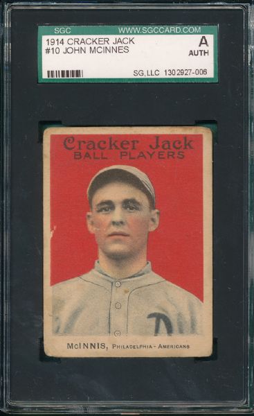 1914 Cracker Jack #10 John McInnes SGC Auth