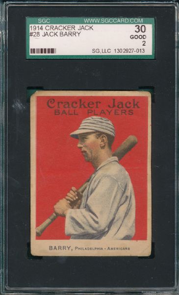 1914 Cracker Jack #28 Jack Barry SGC 30