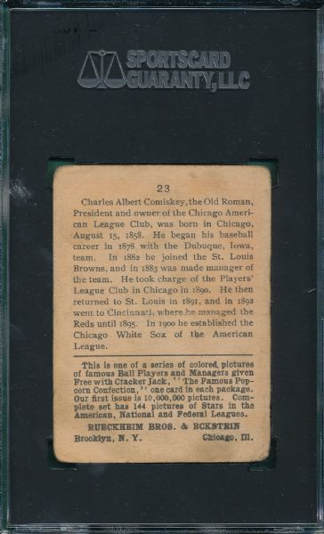 1914 Cracker Jack #23 Charles Comiskey SGC 20