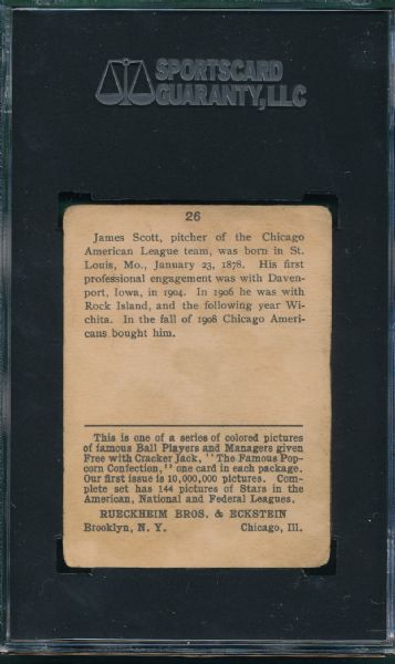 1914 Cracker Jack #26 James Scott SGC 35