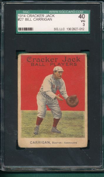 1914 Cracker Jack #27 Bill Carrigan SGC 40