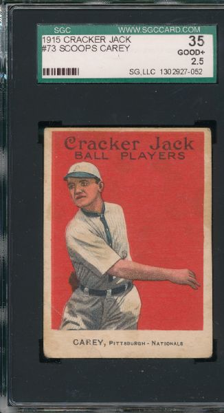 1915 Cracker Jack #73 Scoops Carey SGC 35