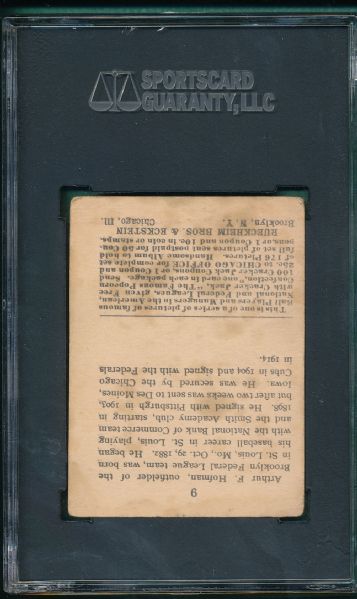 1915 Cracker Jack #9 Artie Hoffman SGC 30 *Federal League*