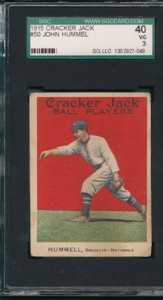 1915 Cracker Jack #50 John Hummel SGC 40