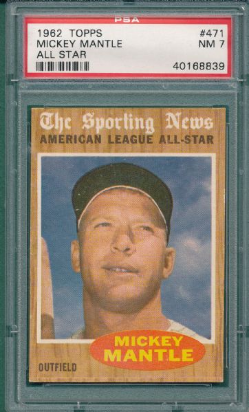 1962 Topps #471 Mickey Mantle AS PSA 7