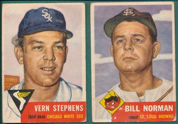 1953 Topps (16) Card Lot W/High Numbers