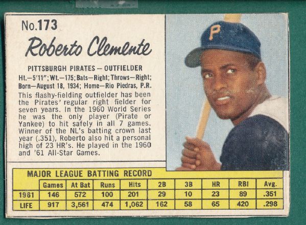 1962 Jello Lot of (3) W/Clemente