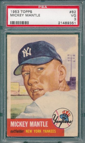 1953 Topps #82 Mickey Mantle PSA 3