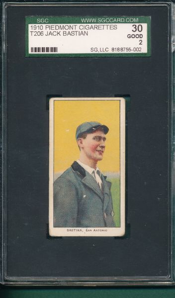 1909-1911 T206 Bastian, Piedmont Cigarettes SGC 30 *SLer*