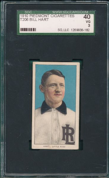 1909-1911 T206 Hart, Bill, Piedmont Cigarettes SGC 40 *SLer*