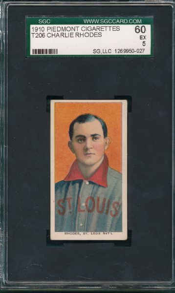 1909-1911 T206 Rhodes, Charlie, Piedmont Cigarettes SGC 60