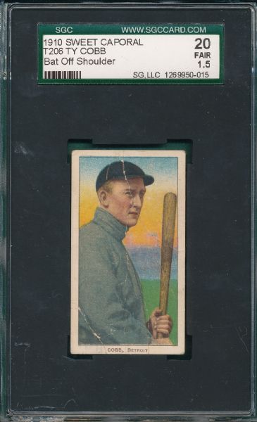 1909-1911 T206 Cobb, Bat Off Sweet Caporal Cigarettes SGC 20