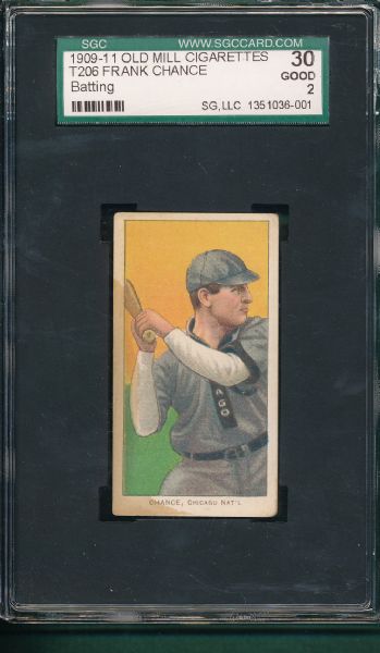 1909-1911 T206 Chance, Batting, Old Mill Cigarettes SGC 30