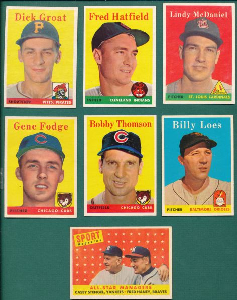 1958, 59 Topps (27) Card Lot W/Wynn & Hi #s