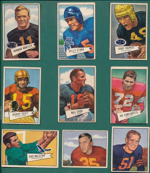 1950, 52 Bowman FB Lot of (10) W/ Landry