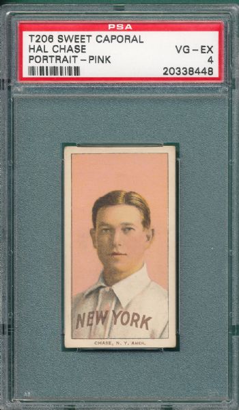 1909-1911 T206 Chase, Pink, Sweet Caporal 350 Factory 25 Cigarettes PSA 4