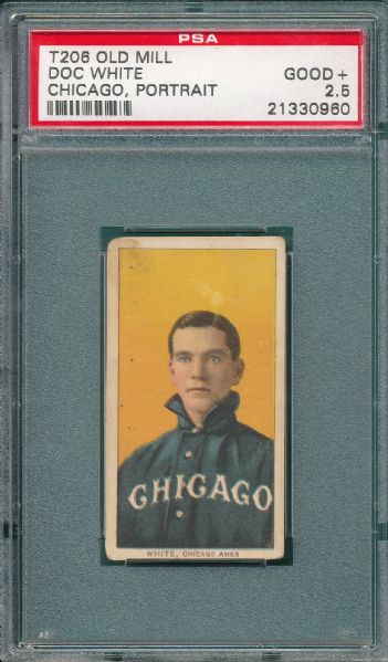 1909-1911 T206 White, Portrait, Old Mill Cigarettes PSA 2.5