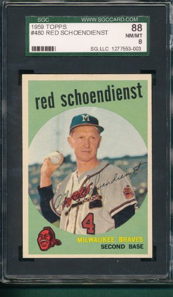 1959 Topps #480 Red Schoendienst SGC 88