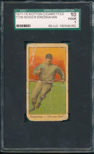 1911-16 T216 Roger Bresnahan Kotton Cigarettes SGC 10